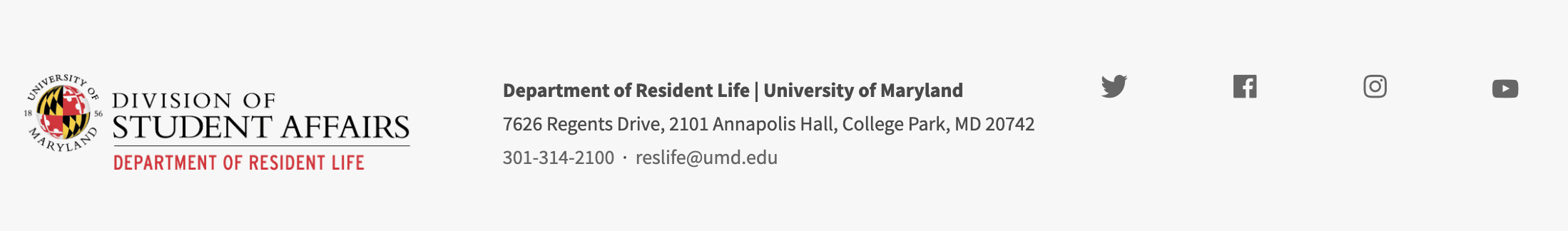 Department of Student Affairs Website Footer