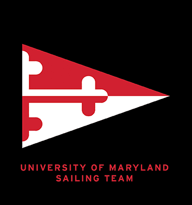 University of Maryland Sailing Team logo incorporates a portion of the maryland flag in a unique design resembling a nautical flag, but does not reference an existing university logo.