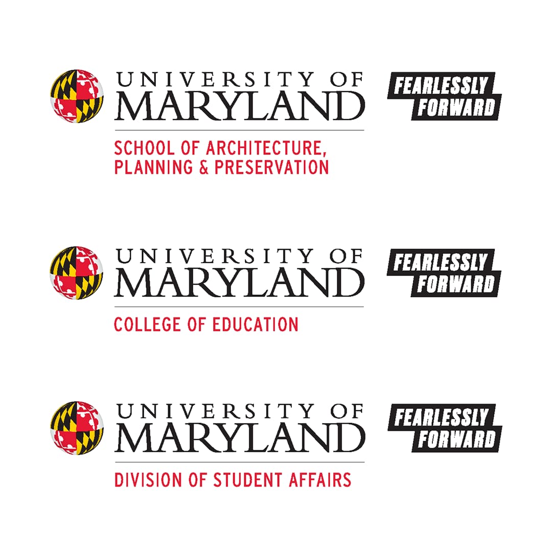 School and unit logos locked up with UMD Fearlessly Forward branding.